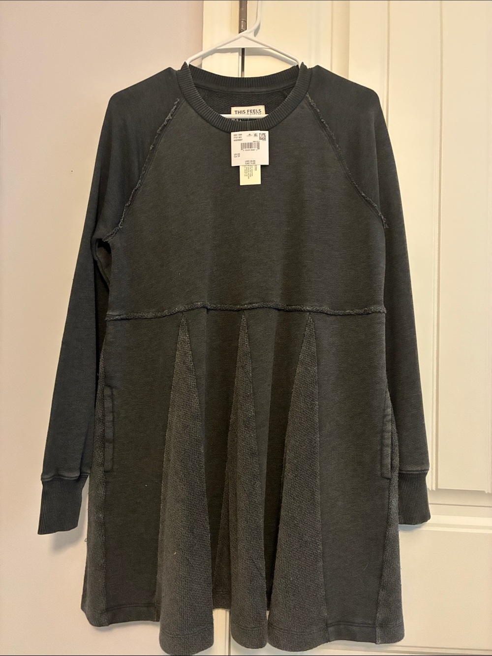 American Eagle Outfitters Charcoal Crewneck Sweatshirt Dress XS NWT